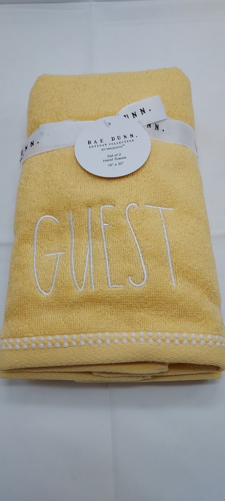 Rae Dunn "GUEST" Gold/Yellow Hand Towels (Set of 2) NWT 16" x 30" eBay