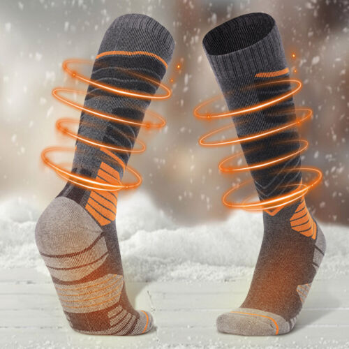Winter Thermal Ski Socks High Tube Stockings Hiking Socks for Men (Dark Grey L) - Picture 2 of 6