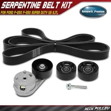 4x Serpentine Belt Drive Component Kit for Ford F-250 F-350 Super Duty V8 6.7L