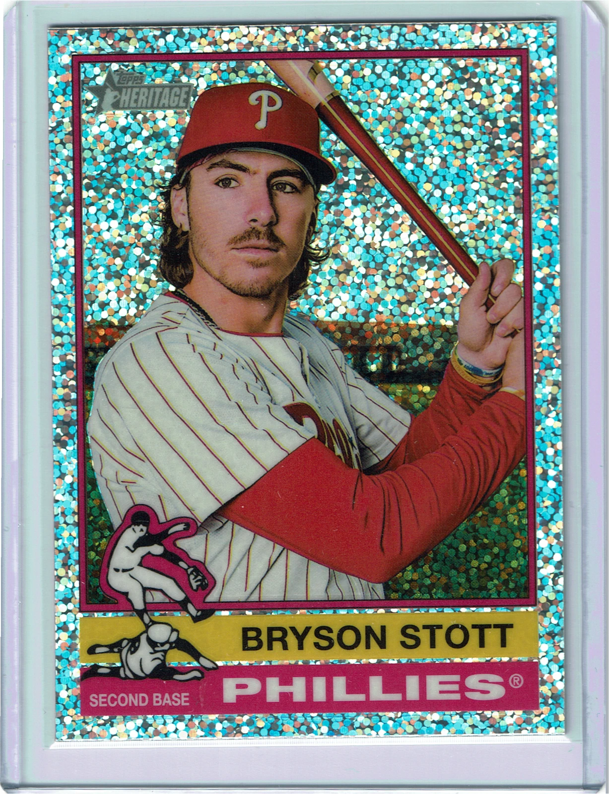 2025 Topps Heritage - Bryson Stott #135 Chrome Silver Sparkle Refractor