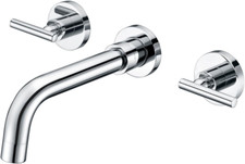 Wall Mount Bathroom Sink Faucet Two Handles Lavatory Faucet