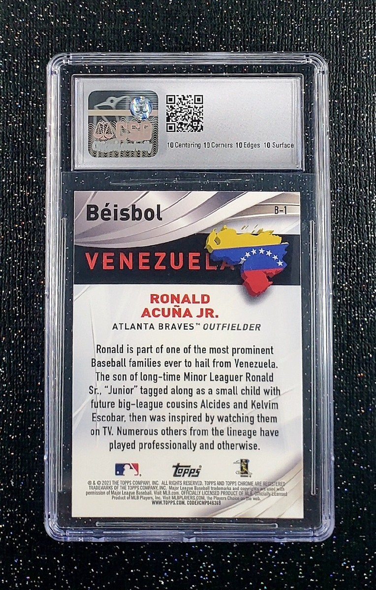 Ronald Acuna Jr 2021 Topps Chrome Beisbol CSG PERFECT 10 Black
