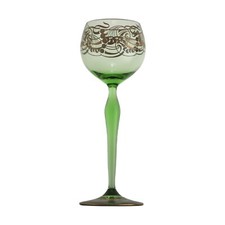 BÖHMEN - Jugendstil / Josephinenhütte Emaille Hock Weinglas - 19,5 cm