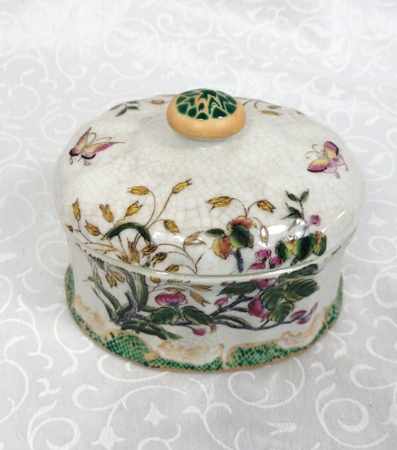 Plato de baratija con tapa de porcelana craquelada ovalada china JUWC United Wilson de colección - Imagen 2 de 10