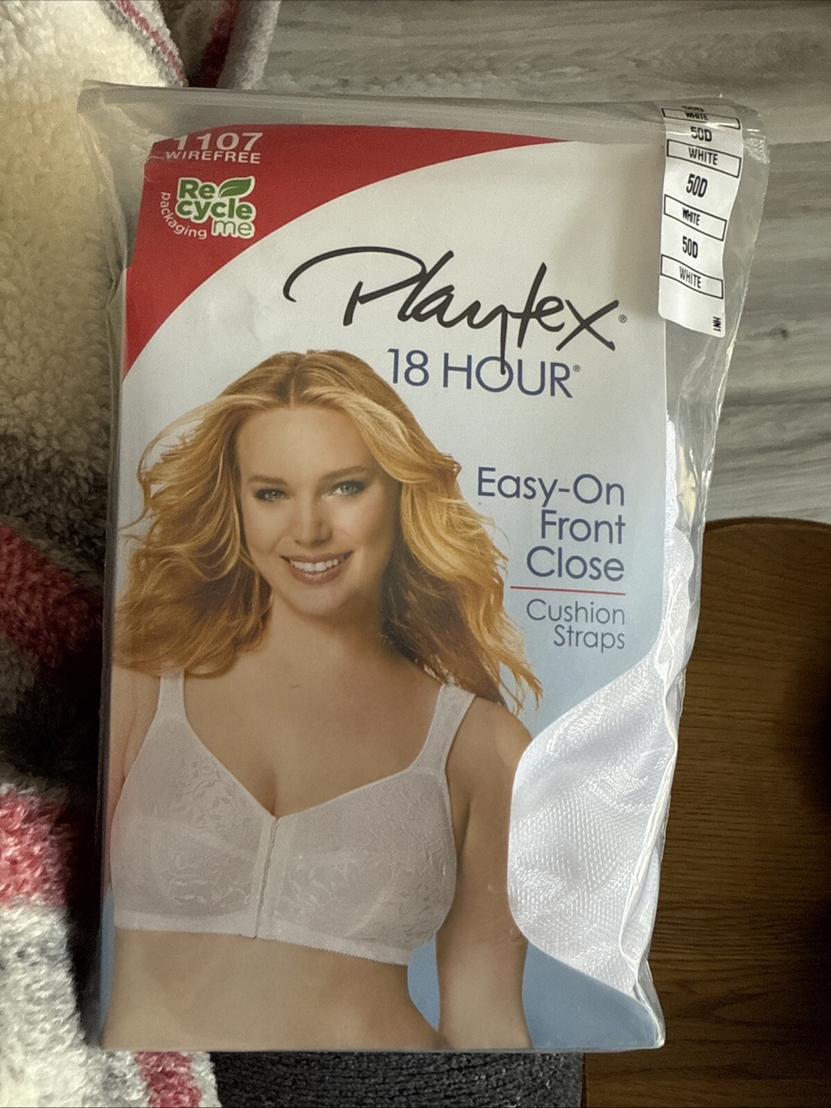 Playtex Women's 50D 18 Hour Wirefree Front Close Bra White 1107