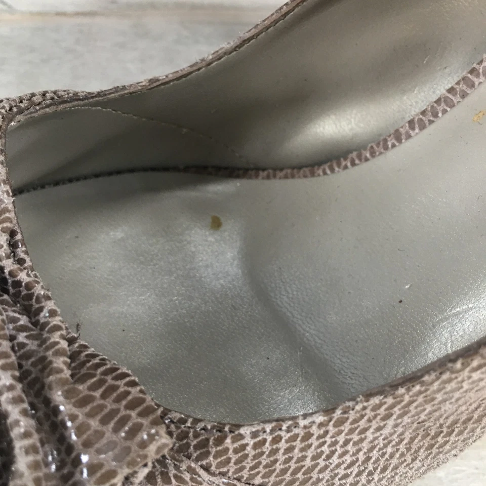 Zapatos de tacón Moda Spana para mujer 8 M punta abierta zapatos de tacón de aguja informales estampado de reptiles marrón Foto 3 de 4