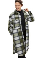 Ellos Women's Plus Size Wool Blend Long Shirt Jacket