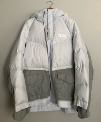 Nike x SACAI 800 Down Fill Puffer Jacket Wool XXL Quilted Gray