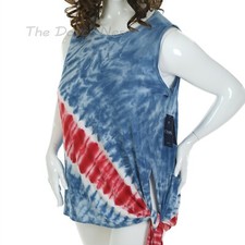 CHAPS WOMAN by Ralph Lauren SIZE 1X Sleeveless RED, WHITE & BLUE TOP Side Tie