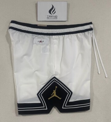 Nike Air Jordan Diamond Dri-FIT Woven Shorts White Black Gold Sz