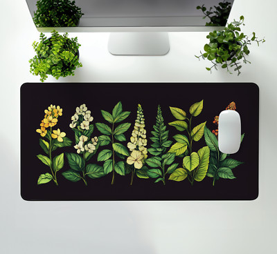 Botanical Floral Desk Mat, Dark Cottagecore Office Decor - Desk Pad, Mouse Pad