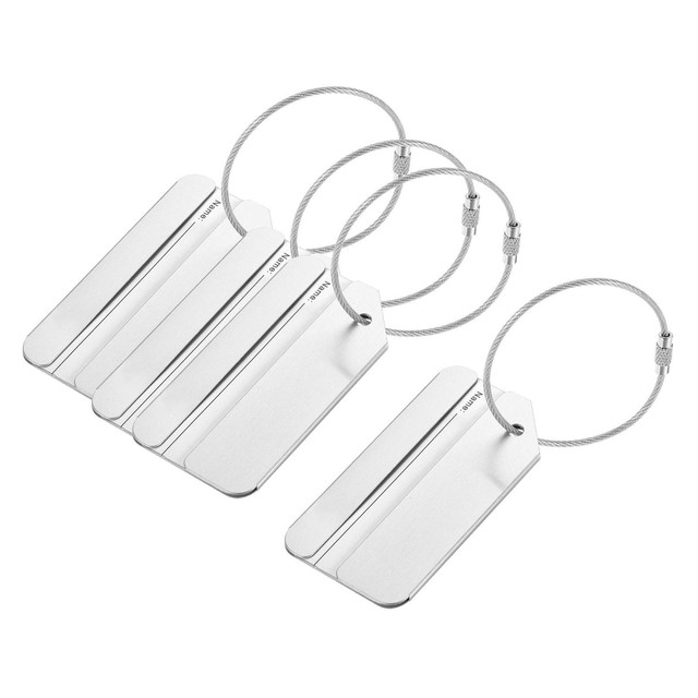 4Pcs Luggage Tag 8x4.2cm Aluminium Identifier Card Holder for Travel Silver Tone WR10977 4Pcs Luggage Tag 8x4.2cm Aluminium Identifier Card Holder for Travel Silver Tone WR10977
