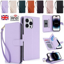 Fr iPhone 17 16e 16 15 14 13 12 Pro Max Plus RFID Leather Wallet Case Flip Cover