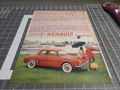 1959 Renault Dauphine 'Le Car Hot' red car photo vintage print Ad