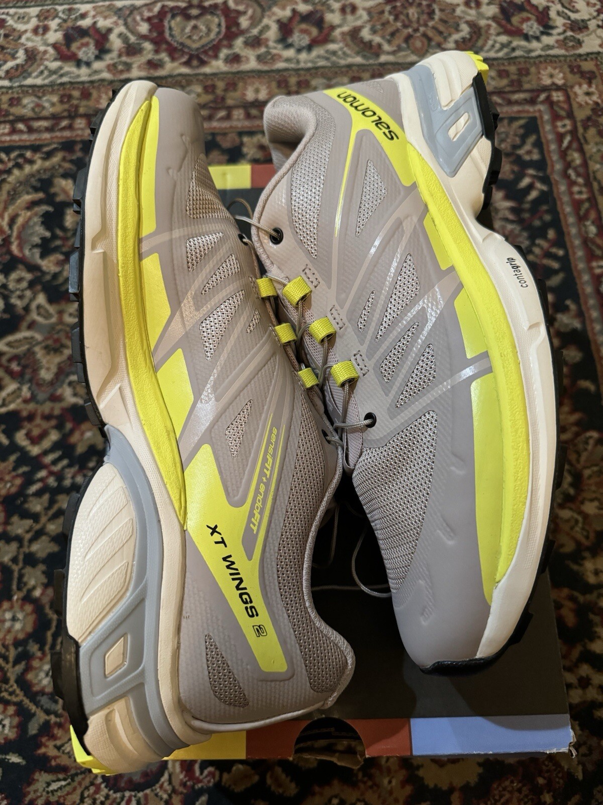 Scarpe da trekking Salomon XT Wings 2 grigio cenere giallo uomo taglia 8 5 sneakers NUOVE