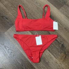 Andie Womens Red Havana Top / Cheeky Bottom Bikini Swimsuit L