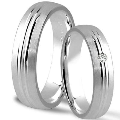 2 SILBER Verlobungsringe Trauringe mit Stein u. Gravur 5mm J42-1 V - Bild 1 von 4