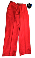 Vtg 70s Alex Colman Bright Red Wide Leg Polyester Pants Womens size 10