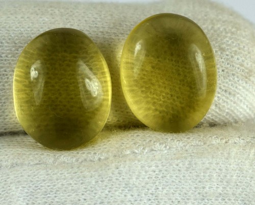 26 Karat gelber Saphir Edelstein Paar ovaler Cabochon natürlich zertifiziert GH597 - Bild 2 von 9