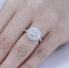 .925 Sterling Silver Double Halo Cz Wedding Band Engagement Ring Size 3-14 SE22A