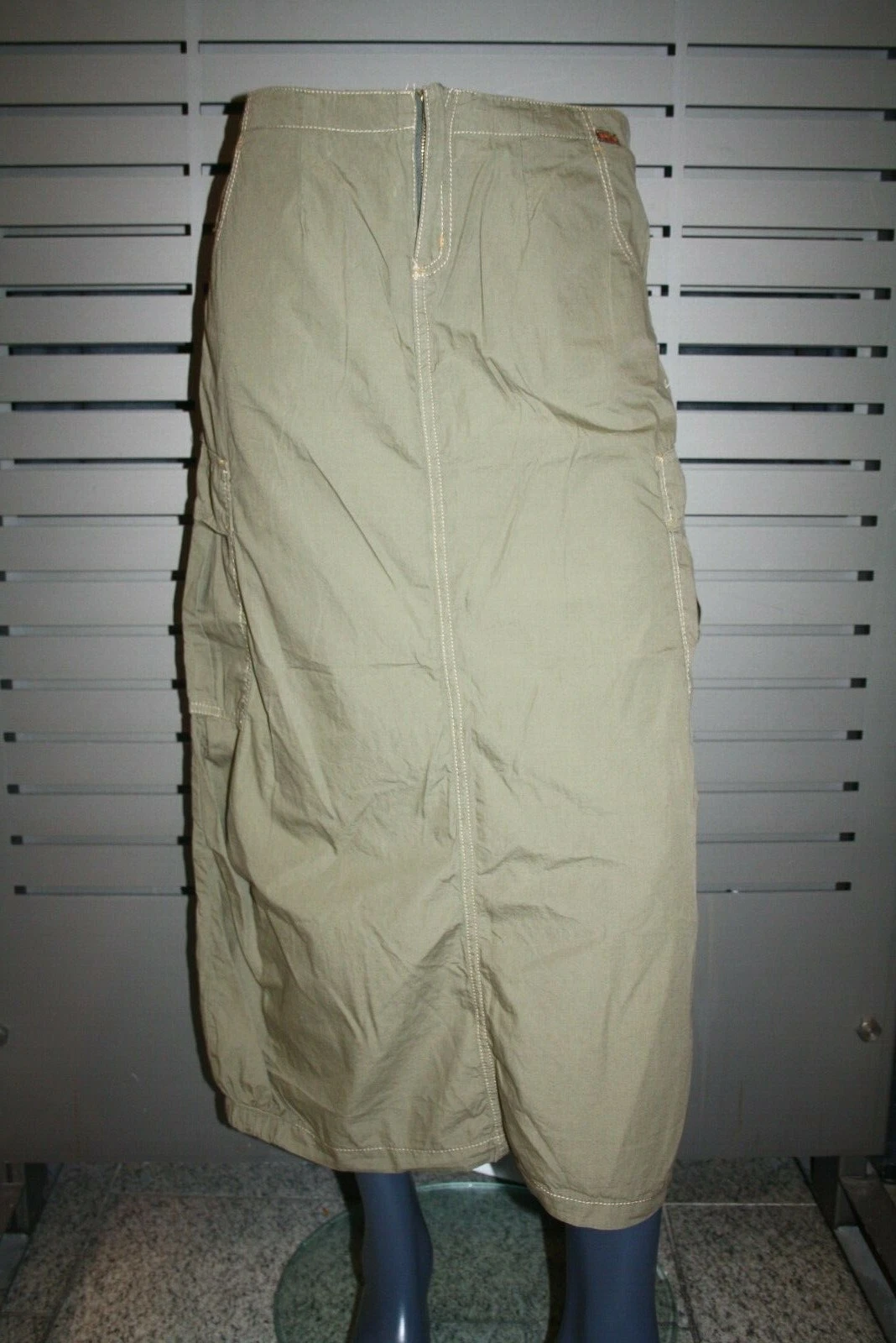 Women's Skirt Army Green 216032/9 Worker Techno New Vintage 90s 2000