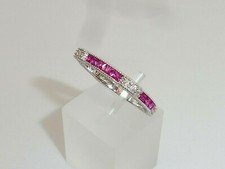 Ladies Victorian Design 925 Sterling Silver Ruby & White Sapphire Eternity Ring