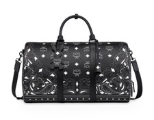 New With Tags Mcm Ottomar Bandana Visetos Weekender Bag Black
