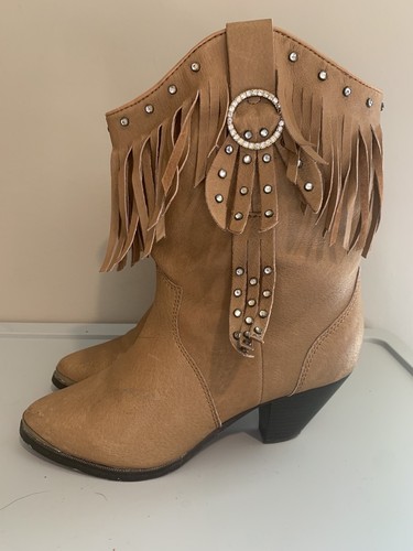 Santa Fe Boot Company Women’s Brown Leather Fringe Boots, Size 8M - Bild 3 von 6