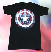 New Marvel Captain America USA Shield Black Logo Vintage Men's T-Shirt