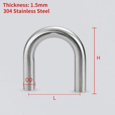 1pc 180 Degree Elbow U-bend Exhaust Pipe 180 Tube Polished 304 Stainless Steel