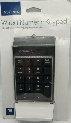 Insignia USB Wired Numeric Ten Keypad Number Pad- Keyboard 18 Keys