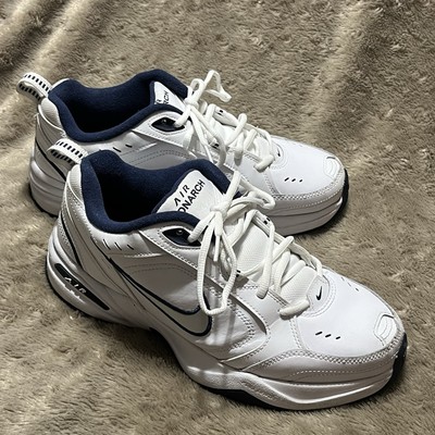Nike Air Monarch IV White Silver Navy Training Sneaker Shoes 415445-102 Men 10.5