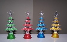 SET OF 4 - 6 1/2" ACRYLIC COLORFUL CHRISTMAS TREES WITH CHANGING COLORS 