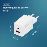 Digitus Usb-LadegeräT Gan 45W, 1X USB-C, 1X USB-A Weiß DA-10302 (4016032505822)