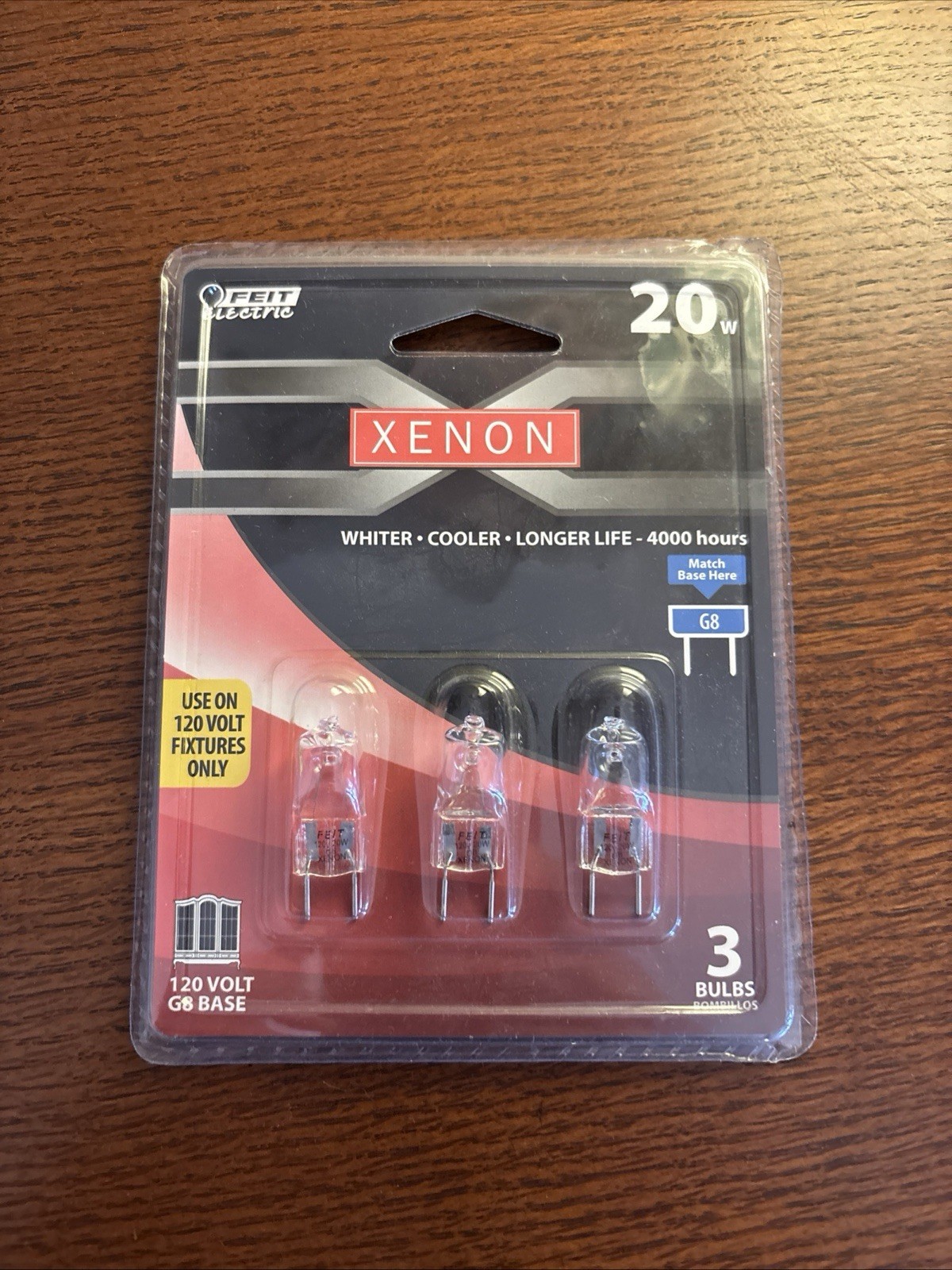 Feit Electric 20 Watt Xenon G8 Bulb 3-Pack. Sealed New Long 