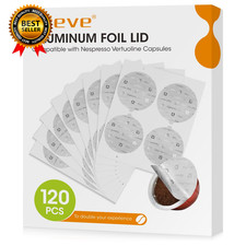 120Pcs Aluminum Foil Seals Lid for Reusable Nespresso Pods Vertuo Compatible