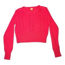 Tommy Jeans Pink Cable Knit Sweater Girl  s XL Classic Crew Neck Pullover Preppy