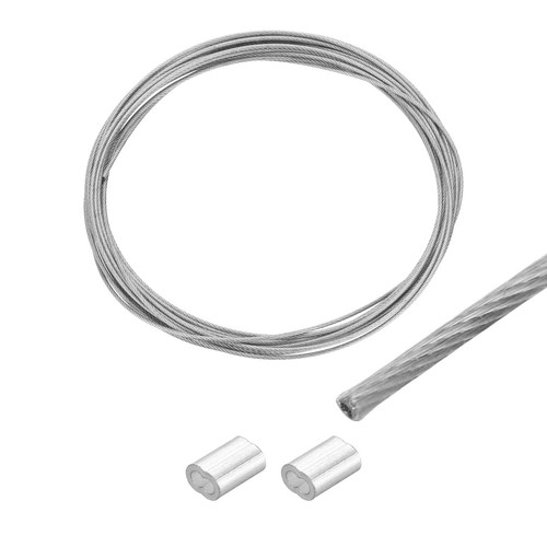 Cavo In Acciaio Inossidabile 304 Con Rivestimento In Vinile - 5 Metri (16 Piedi), Spessore 1,2 Mm, Con 2 Maniche In Alluminio