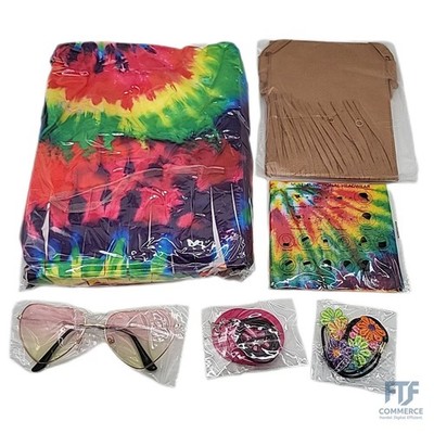 iZoeL Hippie Kostüm Damen, 70er 80er Jahre Kostüm Hippie Poncho Oberteil Bluse K