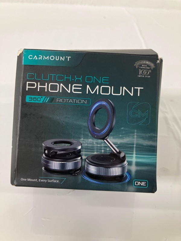 Clutch-X One Vacuum Phone Mount Suction Cup Car Phone Holder, 360 Rotation, NOB