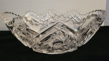 Vintage American Brillant Period Cut Glass  9.75" x 7" Sawtooth scalloped edge