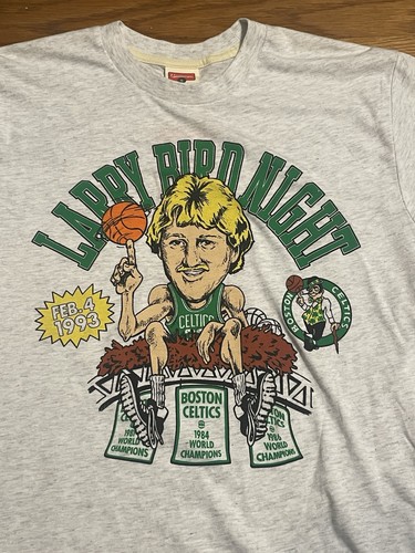 Larry Bird Night Boston Celtics White T-Shirt Bird’s Nest 3x Champion - Small