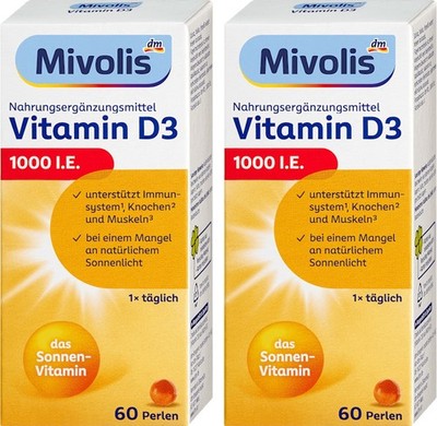 Mivolis Vitamin D3 Perlen 1000 I.E. 60 St, 13,3 g | 2 x 13,3 g