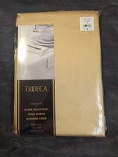 Tribeca Tablecloth Straw/Gold Oblong 70" x 120" Stain Resistant Cotton Blend