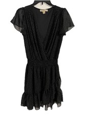 Michael Kors Womens Lined Metallic Dot-Print Mini Dress Black Small NWOT