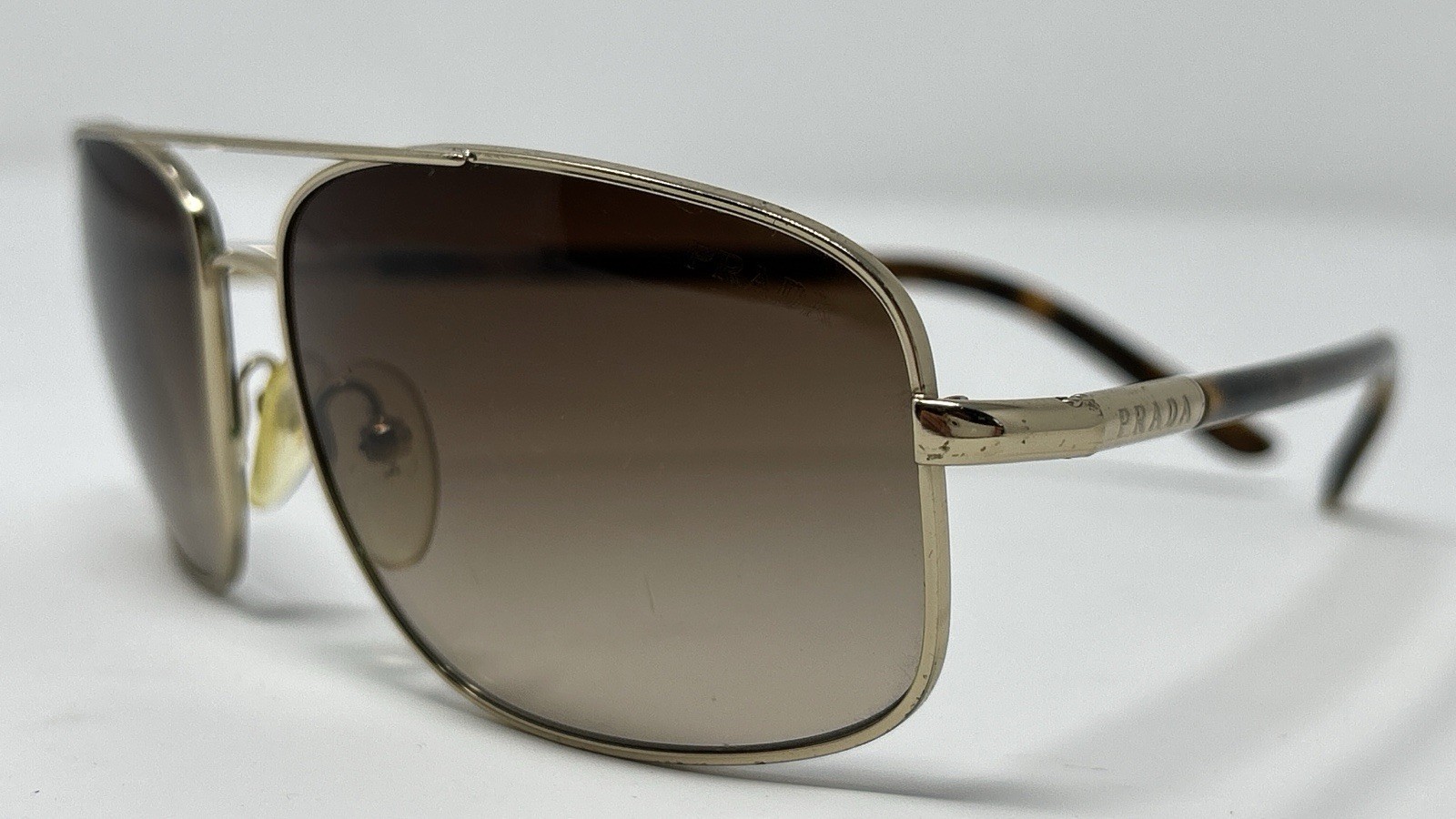 Vintage RarePrada SPR52M GoldTone Aviator Brown Gradient Tortoise Acetate Temple image 8