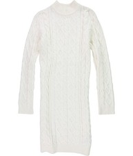 GUESS Womens Mock Neck Bodycon Sweater Dress, Off-White, Large