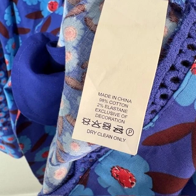 Kate Spade New York Dress Womens 2 Blue Floral Fit & Flare Sleeveless V-Neck - Image 4 of 4