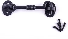 Door Latch Lock 5 In. Wrought Iron Hook and Eye Latch for Door with Mounting Har