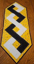 Handcrafted-Quilted Table Runner-SUMMER Style - Yellow w/ BEES - 39"